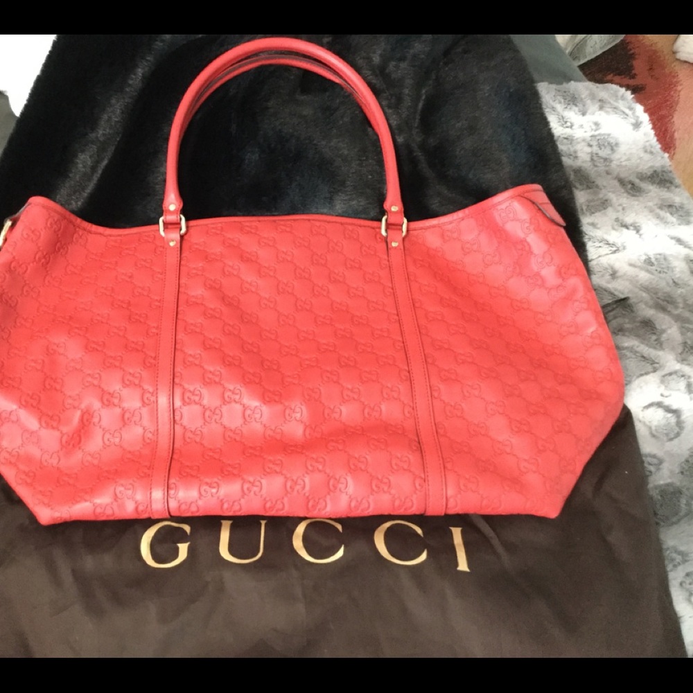 GUCCI TOTE RED BAG> AUTHENTIC
